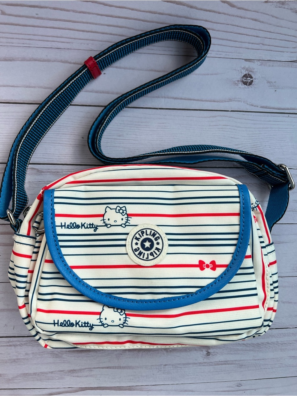 Hello Kitty x Kipling Classic Stripes Stelma Crossbody Bag